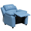 Flash Furniture Kid's Recliner with Storage Dreamweaver Embroiderable Light Blue Vinyl - BT-7985-KID-LTBLUE-EMB-GG