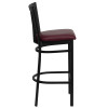 Flash Furniture School House Metal Restaurant Barstool with Burgundy Vinyl Seat - XU-DG6R8BSCH-BAR-BURV-GG