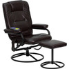 Flash Furniture Massaging Brown Leather Recliner and Ottoman with Metal Bases - BT-703-MASS-BN-GG