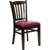 Flash Furniture Wood Vertical Back Chair with Walnut Finish and Burgundy Vinyl Seat - XU-DGW0008VRT-WAL-BURV-GG