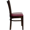 Flash Furniture Wood Vertical Back Chair with Walnut Finish and Burgundy Vinyl Seat - XU-DGW0008VRT-WAL-BURV-GG