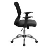 Flash Furniture Mid-Back Black Office Chair with Mesh Back and Italian Leather Seat - LF-W95-LEA-BK-GG