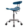 Flash Furniture Vibrant Bright Blue and Chrome Computer Task Chair with Tractor Seat - LF-214-BRIGHTBLUE-GG