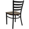 Flash Furniture Ladder Back Metal Restaurant Chair with Mahogany Wood Seat - XU-DG694BLAD-MAHW-GG
