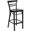 Flash Furniture Ladder Back Metal Restaurant Barstool with Mahogany Wood Seat - XU-DG6R9BLAD-BAR-MAHW-GG