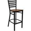 Flash Furniture Ladder Back Metal Restaurant Barstool with Cherry Wood Seat - XU-DG697BLAD-BAR-CHYW-GG