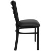 Flash Furniture Ladder Back Metal Restaurant Chair with Black Vinyl Seat - XU-DG694BLAD-BLKV-GG