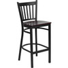 Flash Furniture Vertical Back Metal Restaurant Barstool with Mahogany Wood Seat -XU-DG-6R6B-VRT-BAR-MAHW-GG