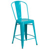 Flash Furniture Crystal Teal-Blue Metal Indoor-Outdoor Counter Height Chair 24"H - ET-3534-24-CB-GG