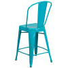 Flash Furniture Crystal Teal-Blue Metal Indoor-Outdoor Counter Height Chair 24"H - ET-3534-24-CB-GG