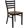 Flash Furniture Ladder Back Metal Restaurant Chair with Cherry Wood Seat - XU-DG694BLAD-CHYW-GG