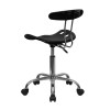 Flash Furniture Vibrant Black and Chrome Computer Task Chair with Tractor Seat - LF-214-BLK-GG