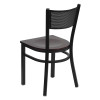 Flash Furniture Grid Back Metal Restaurant Chair with Mahogany Wood Seat - XU-DG-60115-GRD-MAHW-GG