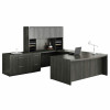 Safco Mayline Aberdeen Executive U-Shaped Desk 72 w/Wood Door Hutch Package Gray Steel - AT10-LGS