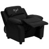 Flash Furniture Kid's Recliner with Storage Dreamweaver Embroiderable Black Leather - BT-7985-KID-BK-LEA-EMB-GG