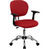 Flash Furniture Mid-Back Red Mesh Task Chair with Arms and Chrome Base - H-2376-F-RED-ARMS-GG