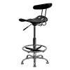 Flash Furniture Vibrant Black and Chrome Drafting / Bar  Stool with Tractor Seat - LF-215-BLK-GG