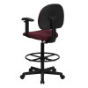 Flash Furniture Fabric Ergonomic Drafting Stool with Arms Burgundy - BT-659-BY-ARMS-GG