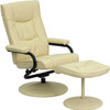 Flash Furniture Contemporary Cream Leather Recliner and Ottoman - BT-7862-CREAM-GG