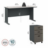 Bush Business Furniture Series A Desk with Mobile File Cabinet in Slate and White Spectrum 72"W - SRA013SLSU