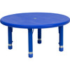 Flash Furniture 33'' Round Height Adjustable Blue Plastic Activity Table YU-YCX-007-2-ROUND-TBL-BLUE-GG