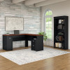 Bush Furniture Fairview L Shaped Desk and 5 Shelf Bookcase Antique Black - FV007AB