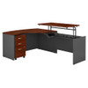 Bush Business Furniture Series C Executive L Shaped Desk 60" with Height Adjustable Bridge Right Hansen Cherry - SRC128HCSU