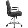 Flash Furniture Mid-Back Black Leather Executive Swivel Office Chair with Chrome Base and Arms - GO-2286M-BK-GG