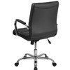 Flash Furniture Mid-Back Black Leather Executive Swivel Office Chair with Chrome Base and Arms - GO-2286M-BK-GG