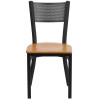 Flash Furniture Grid Back Metal Restaurant Chair with Natural Wood Seat - XU-DG-60115-GRD-NATW-GG