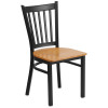 Flash Furniture Vertical Back Metal Restaurant Chair with Natural Wood Seat - XU-DG-6Q2B-VRT-NATW-GG