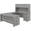 Bush Business Furniture Studio C Bow Front U-Shaped Desk with Hutch 72" Platinum Gray - STC003PGSU