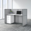 Bush Business Furniture Easy Office 60"W Desk w File Cabinet and 45"H Closed Panels Workstation - EOD260SWH-03K