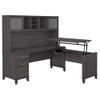 Bush Furniture Somerset 72"W Sit-to-Stand 3-Position L-Shaped Desk with Hutch Storm Gray - SET015SG
