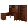 Bush Furniture Somerset 60"W L Shaped Desk with Hutch and Bookcase Hansen Cherry - SET010HC