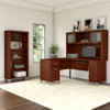 Bush Furniture Somerset 60"W L Shaped Desk with Hutch and Bookcase Hansen Cherry - SET010HC