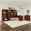 Bush Furniture Somerset 72"W L Shaped Desk with Hutch, Lateral File and Bookcase Hansen Cherry - SET012HC