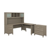 Bush Furniture Somerset 72"W Sit-to-Stand 3-Position L-Shaped Desk with Lateral File and Hutch Ash Gray - SET016AG