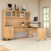 Bush Furniture Somerset 72"W Sit-to-Stand 3-Position L-Shaped Desk with Hutch Maple Cross - SET015MC