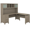 Bush Furniture Somerset 72"W Sit-to-Stand 3-Position L-Shaped Desk with Hutch Ash Gray - SET015AG