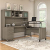 Bush Furniture Somerset 72"W Sit-to-Stand 3-Position L-Shaped Desk with Hutch Ash Gray - SET015AG