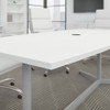 Bush Business Furniture 96W x 42D Boat Top Conference Table White w Metal Base- 99TBM96WHSVK