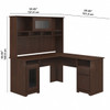 Bush Cabot Collection L-Shaped Desk 60" & Hutch Modern Walnut - CAB001MW