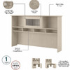 Bush Cabot Collection Hutch 60" Linen White Oak - WC31131