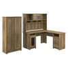 Bush Furniture Cabot Collection 60W L Shaped Computer Desk with Hutch and Tall Storage Cabinet Reclaimed Pine - CAB017RCP