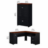 Bush Furniture Fairview 60W L Shaped Desk and 2 Door Storage Cabinet with File Drawer Antique Black - FV009AB