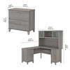 Bush Furniture Somerset 60W L Shaped Desk w Hutch w Lateral File Cabinet Platinum Gray - SET008PG