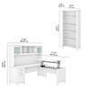 Bush Furniture Somerset 72"W Sit-to-Stand 3-Position L-Shaped Desk with Bookcase and Hutch White - SET017WH