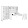 Bush Furniture Somerset 72"W L Shaped Desk with Hutch and Bookcase White - SET011WH