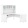 Bush Furniture Somerset 72W L Shaped Desk with Hutch White - SET001WH